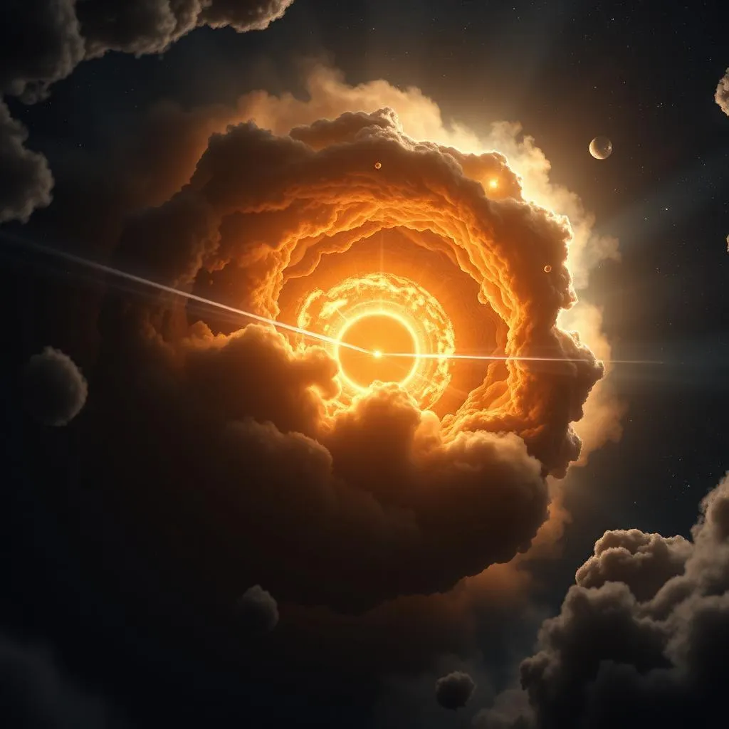 Protostar forming inside a glowing cloud with bipolar jets